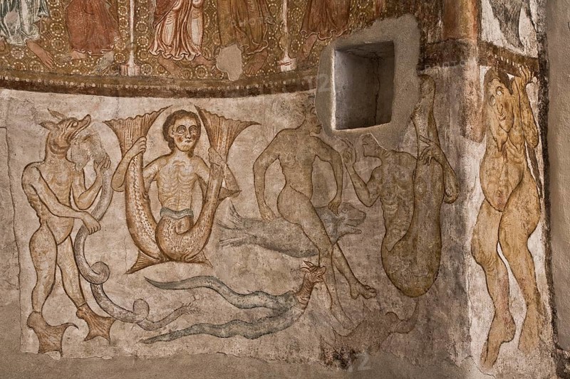 Italy S-Tyrol Tramin St Jakob in Kastellaz Apsis fresco Bestiary right section, St., Saint, Saint