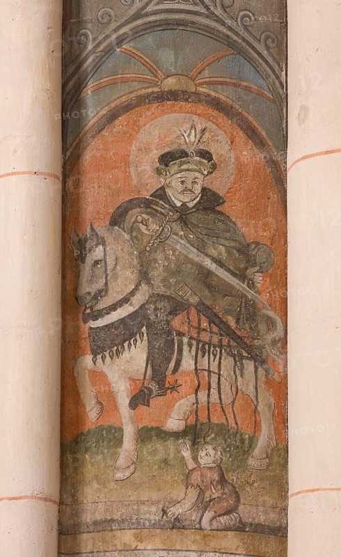 Fresco on the 3rd northern pillar, St Martin (1577) with beggar (1429), St, Sankt, Saint
