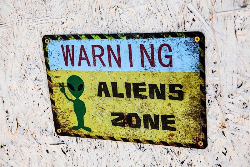 Warning sign Parking for aliens, Rachel, Extraterrestrial Highway, Nevada, USA, North America