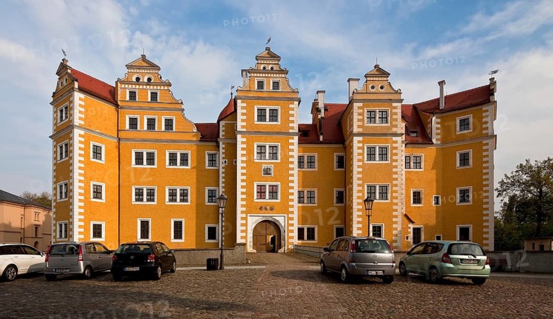Annaburg, residence and hunting lodge, later widow's seat 1572-78 by Christoph Tendler Three-winged complex. View from north-north-west