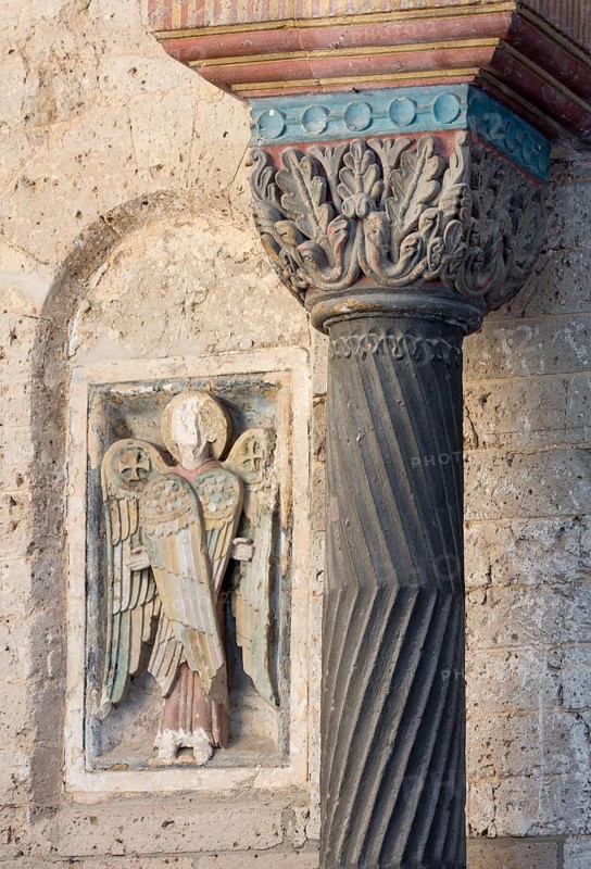 Brauweiler near Pulheim, St Nicholas' Abbey Church, vestibule, west portal with capital and relief with cherubin