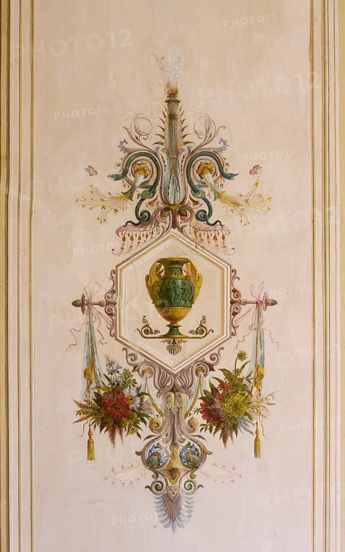 Hall on the upper floor with paintings by Benjamin and Jakob Orth, detail mural, St., Sankt, Saint