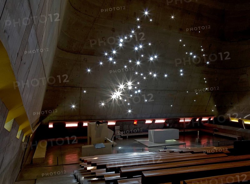 Firminy, Church of St Pierre, Le Corbusier Posthumous, 1970 to 2006 with interruptions, Interior, St, Saint, Saint