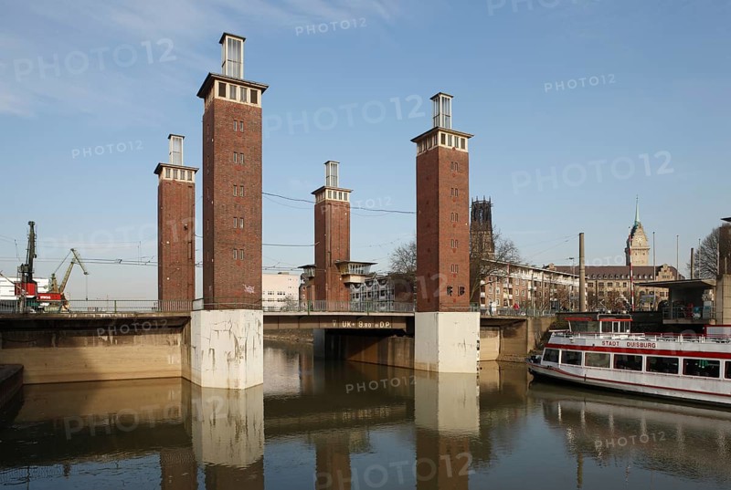 Duisburg, lifting bridge at the inland harbour