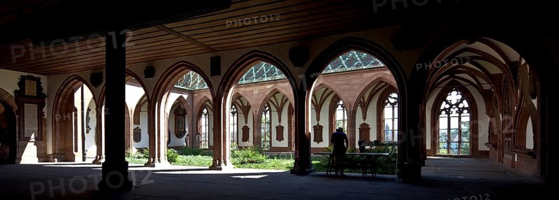 View through the connecting hall to the east into the small cloister, St., Sankt, Saint