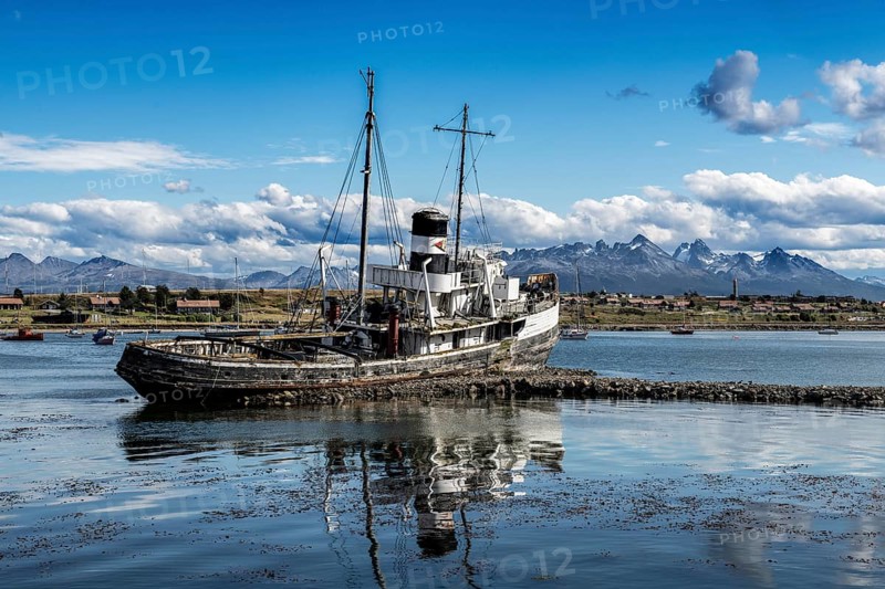 Old coal steamer in the harbour ofUshuaia, Argentina, South America