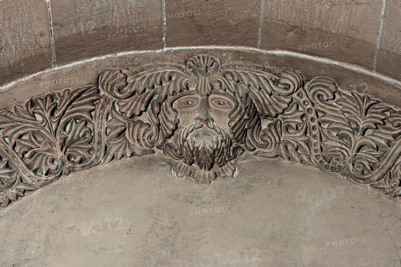 Worms, St Peter's Cathedral, north portal interior, leaf mask
