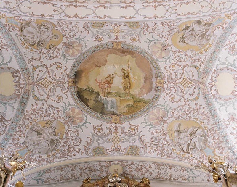 Ceiling painting above the choir, St., Sankt, Saint