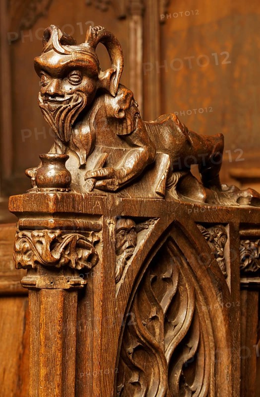 Choir stalls, (1505-1508), Devil with large inkwell, St., Saint, Saint