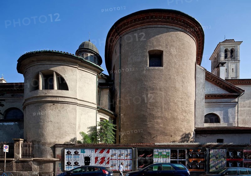 Italy Milan Milan Church of San Vittore al Corpo built after several previous buildings ca 1570-80 as a stepped hall exterior unfinished north-west side facing the street Olivetaner., St., Sankt, Saint