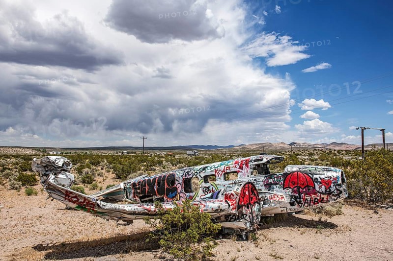 Aircraft wreck near Goldfield, Nevada, USA, North America