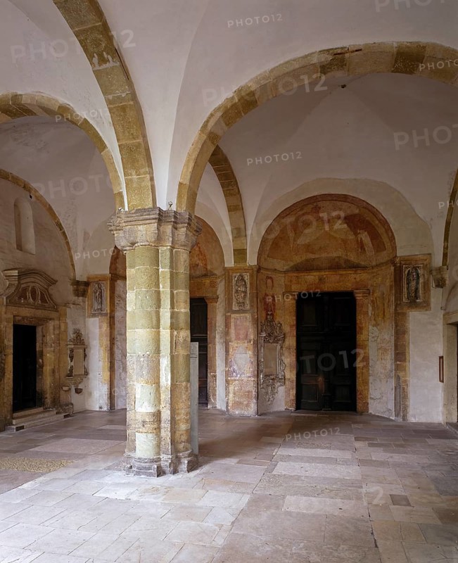 The 12th century porch with two naves on the north-west side, St., Sankt, Saint