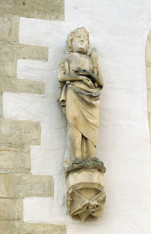 Christ figure on the north wall, exterior