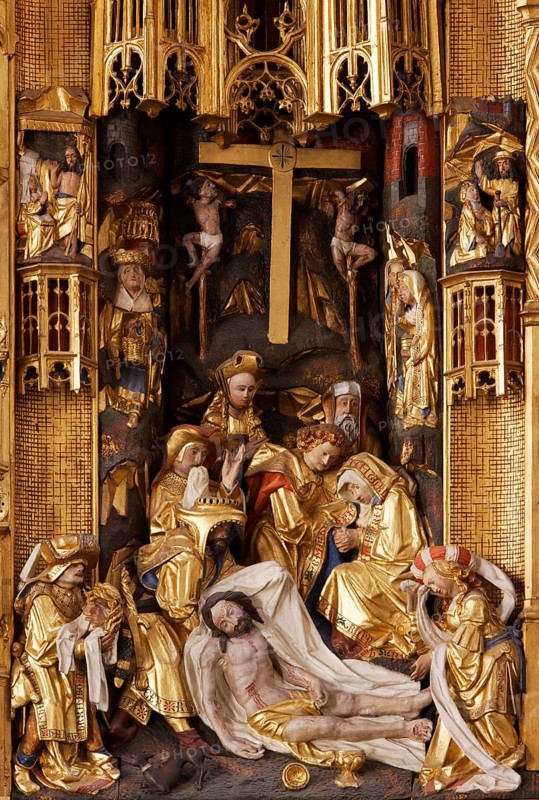 High altar, Antwerp gold altar, 1518 by Jan Geenots, Descent from the Cross, St., Saint, Saint