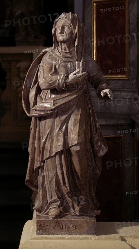 Fährbrück, Pilgrimage Church of the Assumption of the Virgin Mary and St Gregory the Great. St Anne. Alabaster statue on the balustrade around 1890, St., Sankt, Saint
