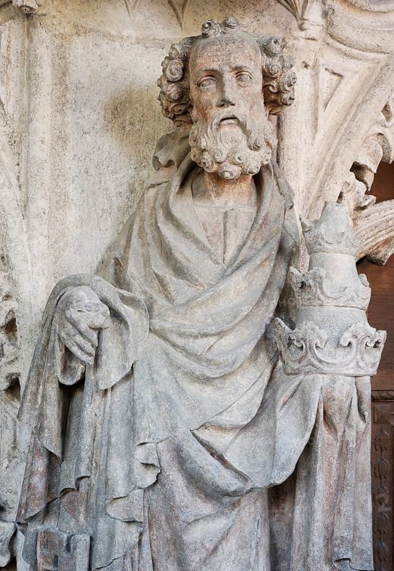 Main portal, Apostle Peter on the Trumea pillar, St., Saint, Saint