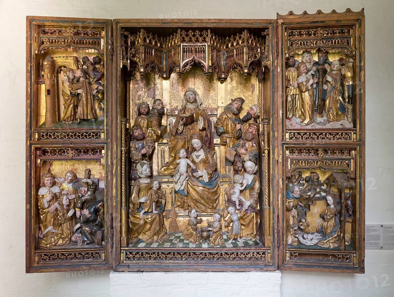 Schlutup clan altar from St Katharinen, around 1500, Encounter at the Golden Gate, St, Saint, Saint