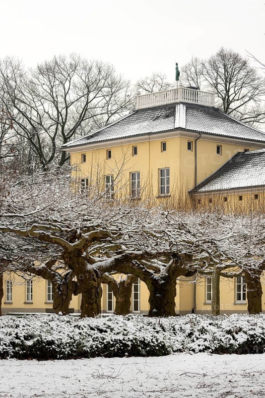 Krefeld, Schönwasserpark, Haus Schönwasser, park side with plane trees
