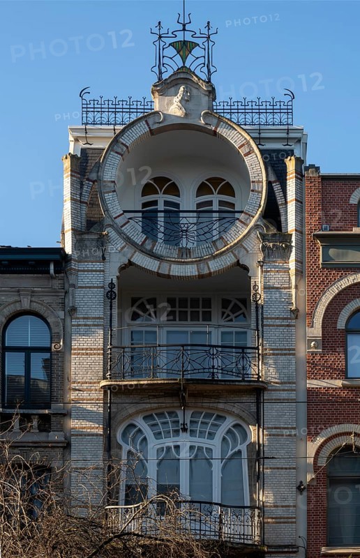 Antwerp, Art Nouveau houses in the Cogels Osylei, in front Quinten Matsys House, built around 1904 by Jacques De Weerdt