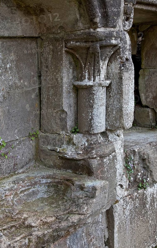Walkenried Ruin of the monastery church Piscine on the left and credenza on the right in the southern choir wall, St., Sankt, Saint