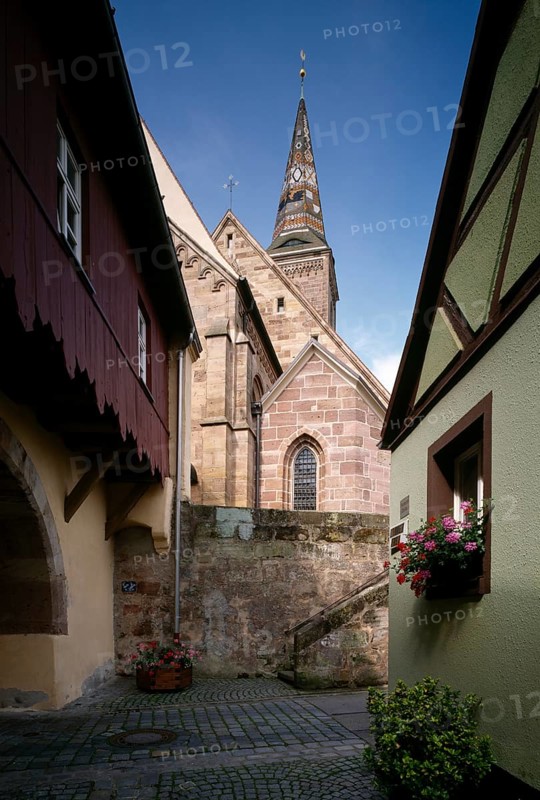 View of the church complex from Schulgässchen, St., Sankt, Saint