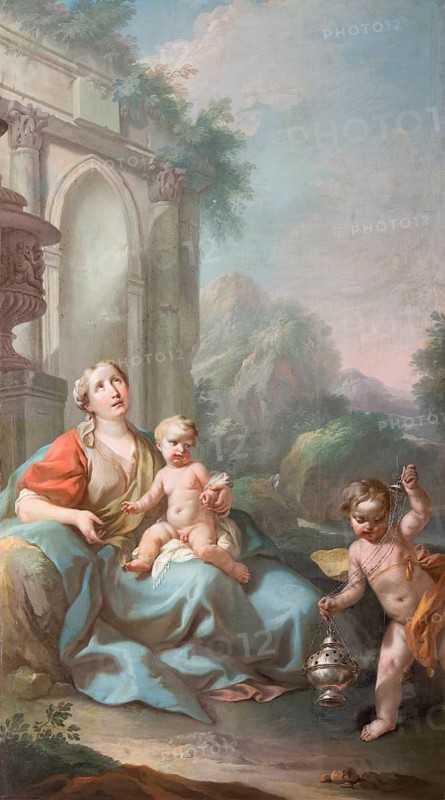 Wall painting by Stefano Torelli: Allegorical figures of the virtues of the councillors
