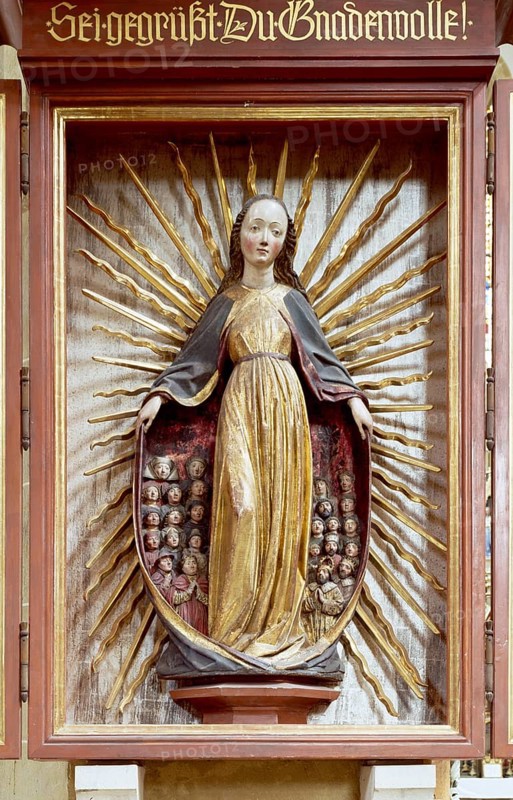 Gothic aureole Madonna. The Dominican Church of St Blasius in the old town of Regensburg was built in the middle of the 13th century as a Dominican church