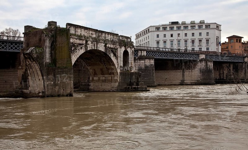Bridge ruins in the Tiber