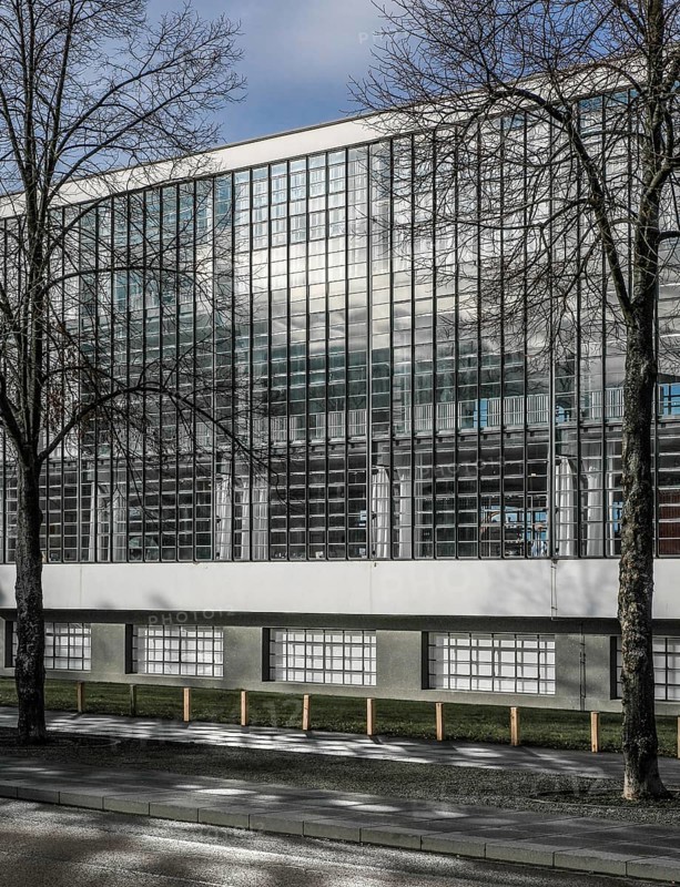 Dessau Bauhaus 1925-26 by Walter Gropius Partial views of workshop wing on the right and vocational school section