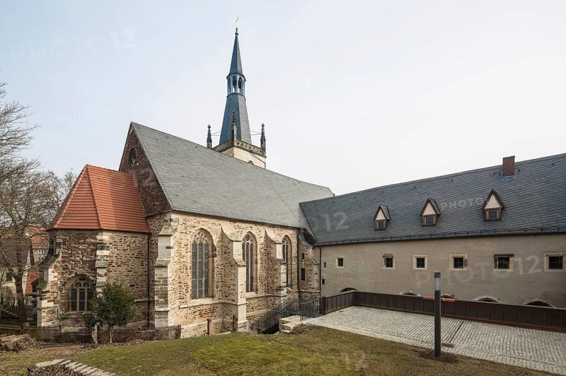 Luther city Eisleben St Annen Church. Church and monastery view from south-west, St., Sankt, Saint