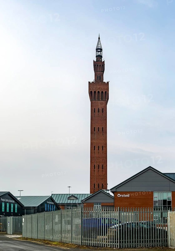 Grimsby Dock Tower 1852, hydraulic accumulator tower designer James William Wild, Grimsby, Lincolnshire, England, UK