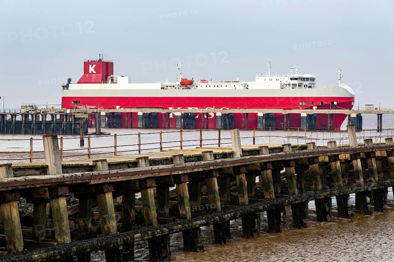 Thames Highway KESS vehicle carrier ship docked, River Humber, Port of Grimsby, river terminal, Lincolnshire, England, UK