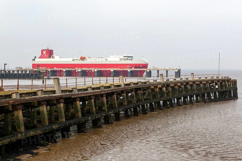 Thames Highway KESS vehicle carrier ship docked, River Humber, Port of Grimsby, river terminal, Lincolnshire, England, UK
