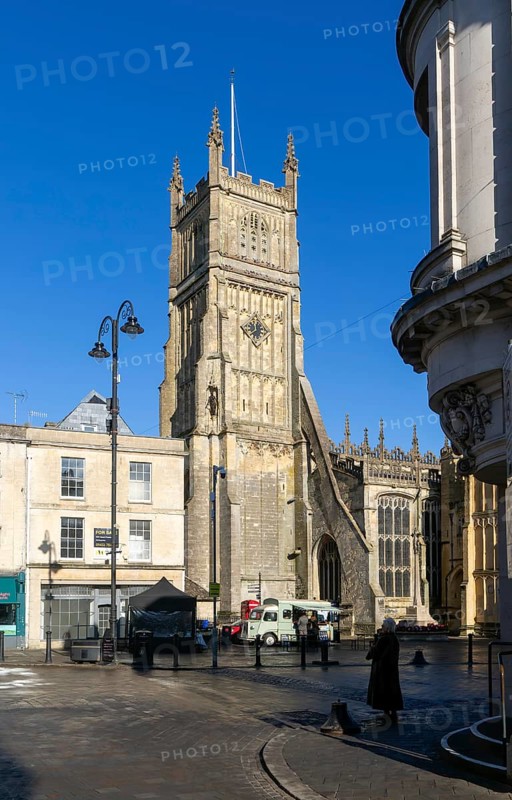 Tower of Saint John the Baptist church, Cirencester, Gloucestershire, England, UK
