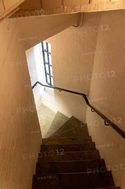 Stone staircase inside Victorian prison, Lincoln Castle, city of Lincoln, Lincolnshire, England, UK