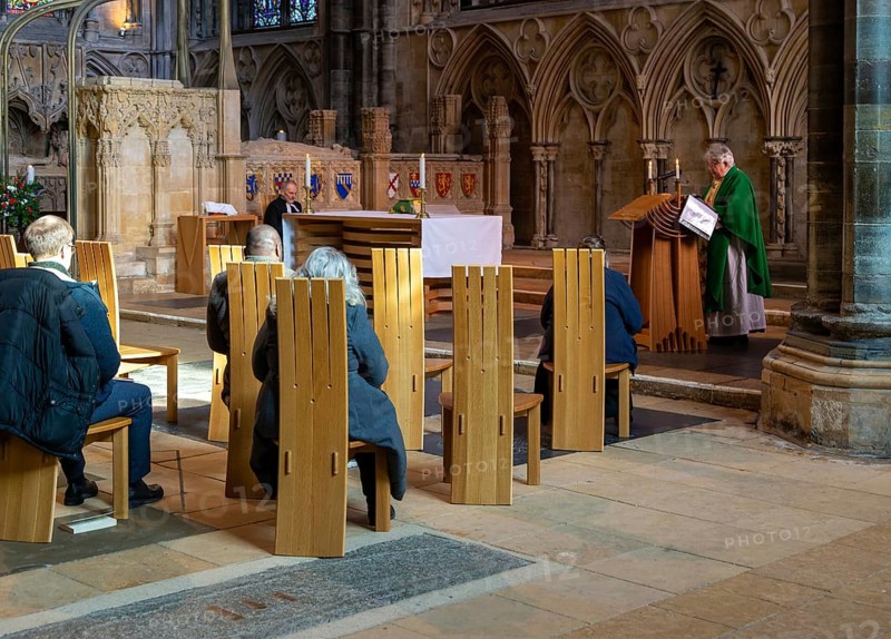 Christian religious service in Lincoln cathedral church, city of Lincoln, Lincolnshire, England, UK