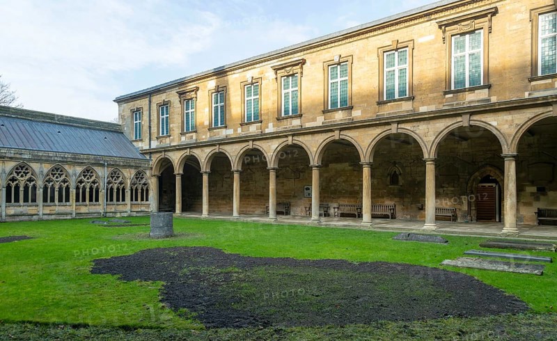 Cloisters of Lincoln cathedral church, city of Lincoln, Lincolnshire, England, UK