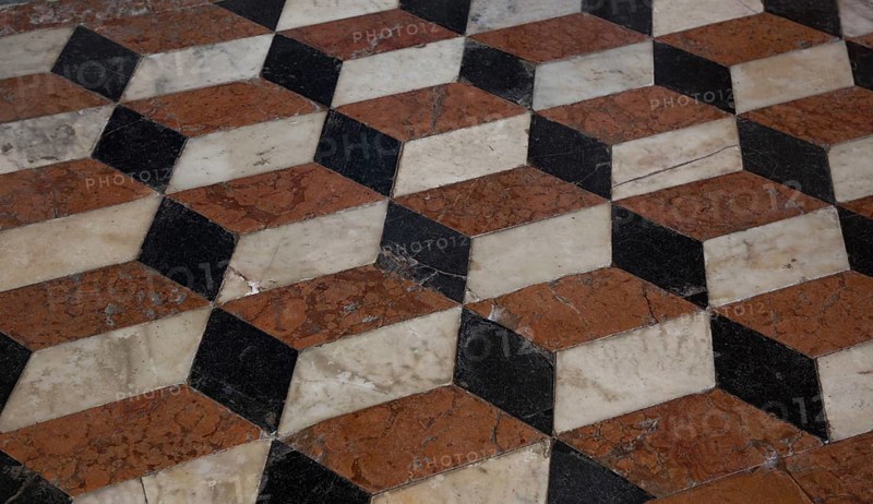 Italy Venice Zanipolo Church -292 coloured marble inlaid floor with ashlar pattern