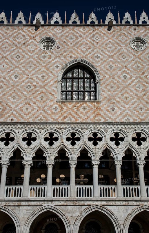 Italy Venice Doge's Palace -5 South Wing 14th-15th century Section of façade