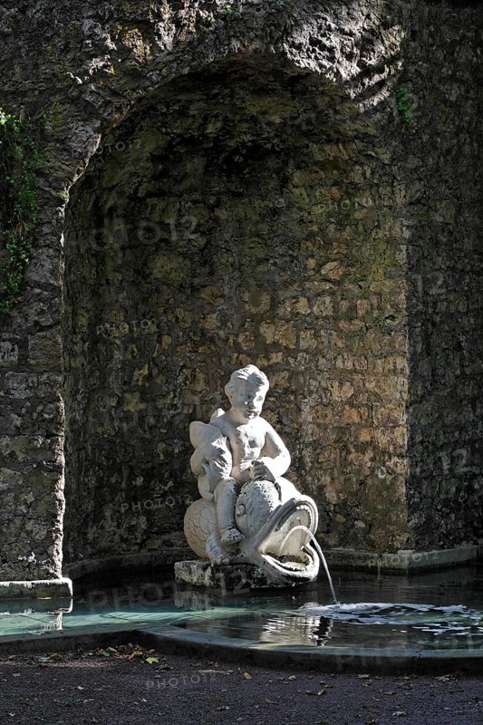 Fountain with cherub and fish