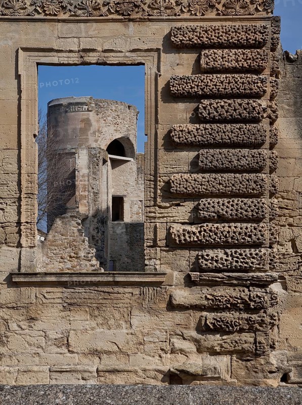 Frankr La Tour-d'Aigues Castle ruins 60181 Architect Ercole Nigra 1555-75 Fire late 18th century View from the western corner pavilion to the northern corner tower