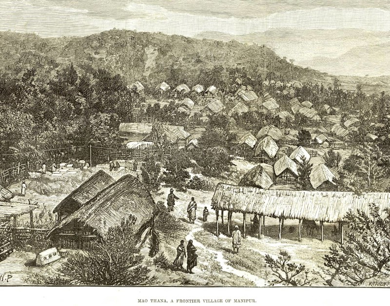 Military and munity mutiny views Mao Thana a frontier village of Manipur, India, Asia