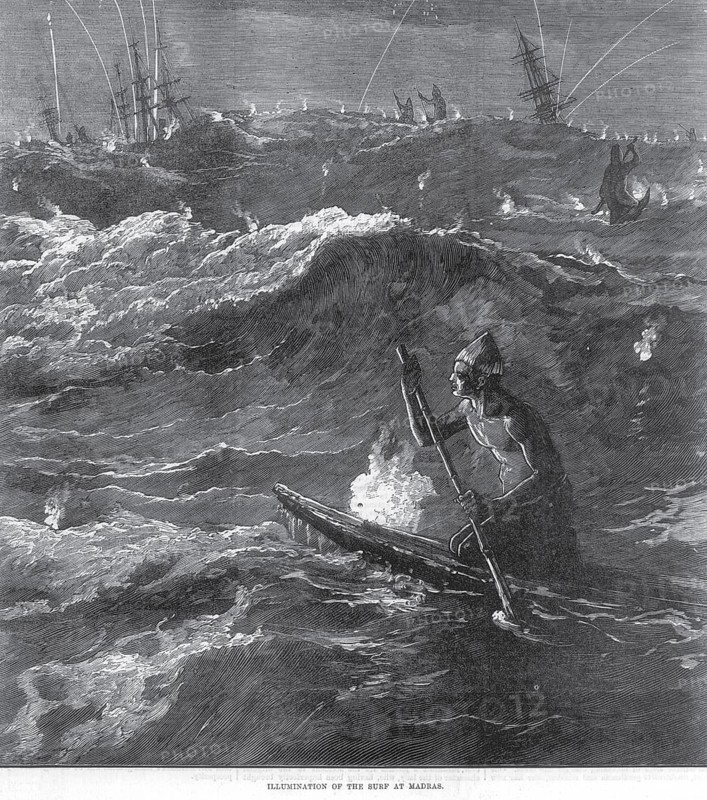 Illumination of the Surf at Madras, Chennai, Tamil Nadu, India, Asia