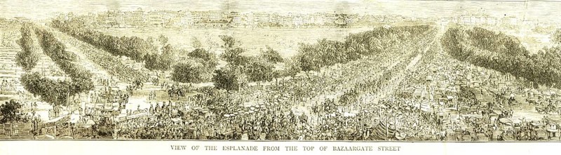 View of the esplanade from the top of bazaar gate street, Bombay now Mumbai, Maharashtra, India, Asia