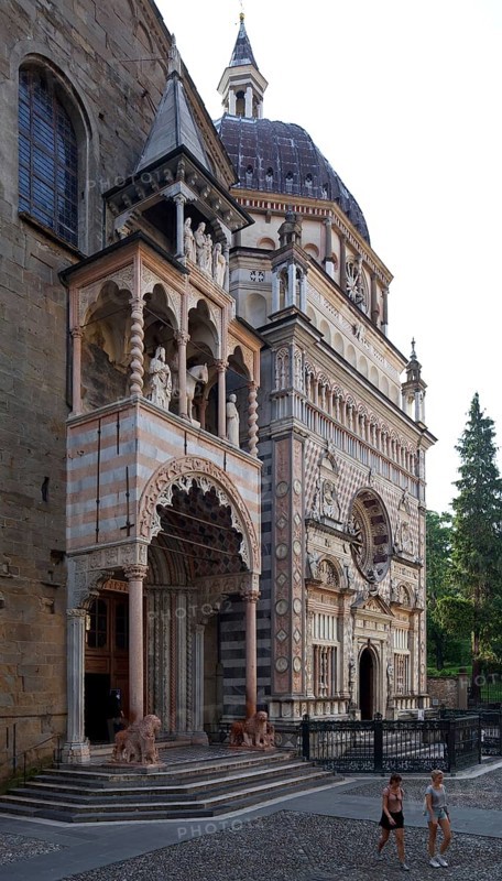 Italy Bergamo 89492 North portal of Santa Maria Maggiore built from 1353 right Colleoni chapel built from 1472 - early 16th century