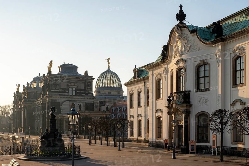 Dresden, Brühl's Terrace with secondary school (right) and Academy of Fine Arts