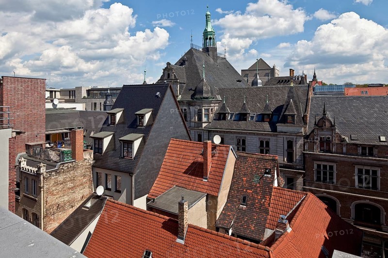 Hall S Old Town 75628 Roofscape south of the market square in the centre at the back the town house 1891-94
