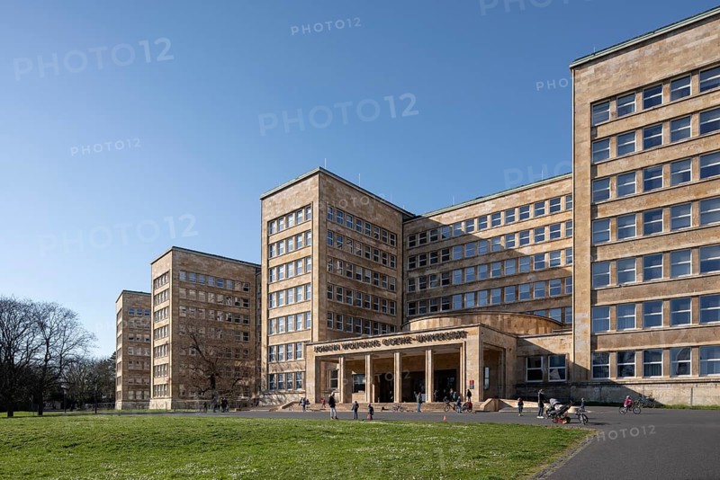 Frankfurt am Main, IG-Farben tower block (now Goethe University), Poelzig high-rise building, entrance area from the south-east