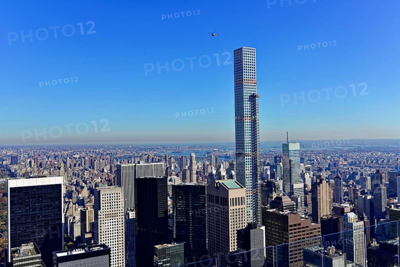 Rockefeller Center observation deck, skyscrapers stretch across the New York skyline under a clear sky, Manhattan, New York City, New York, USA, North America