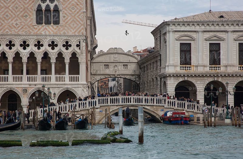 Italy Venice Bridge of Sighs -32 back left partial view Doge's Palace right partial view prison front Ponte di Paglia